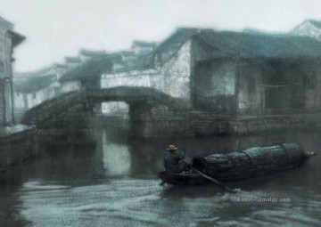 Zhou Stadt an der Dämmerung Shanshui chinesische Landschaft Ölgemälde